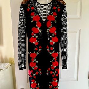 Beautiful red roses women dress.
